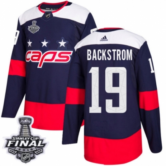 Youth Adidas Washington Capitals 19 Nicklas Backstrom Authentic Navy Blue 2018 Stadium Series 2018 Stanley Cup Final NHL Jersey