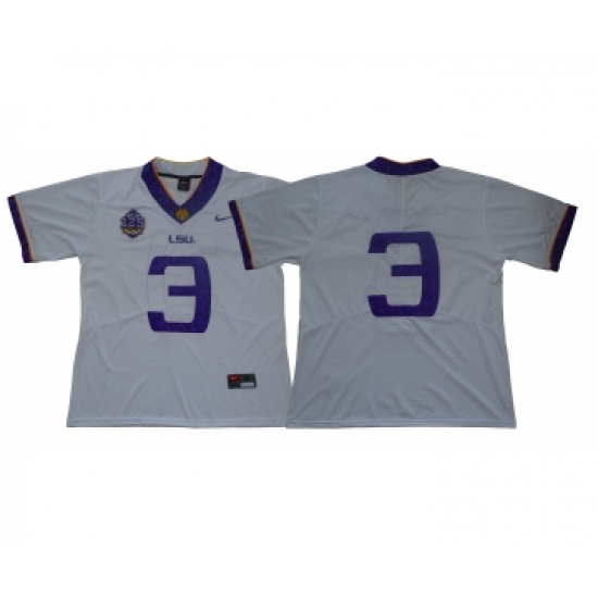 LSU Tigers 3 White 125 Sesons Nike College Football Jersey