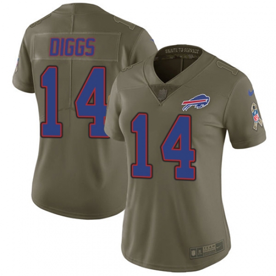Women's Buffalo Bills 14 Stefon Diggs Olive Stitched Limited 2017 Salute To Service Jersey