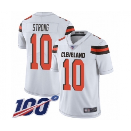 Men's Cleveland Browns 10 Jaelen Strong White Vapor Untouchable Limited Player 100th Season Football Jersey