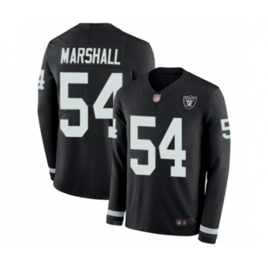 Youth Oakland Raiders 54 Brandon Marshall Limited Black Therma Long Sleeve Football Jersey