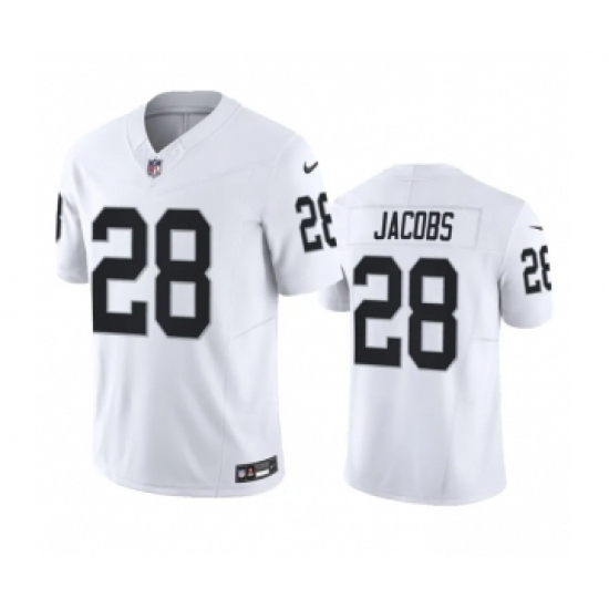 Men's Las Vegas Raiders 28 Josh Jacobs White 2023 F.U.S.E Vapor Untouchable Stitched Football Jersey