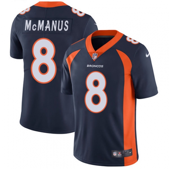 Men's Nike Denver Broncos 8 Brandon McManus Navy Blue Alternate Vapor Untouchable Limited Player NFL Jersey