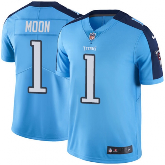 Men's Nike Tennessee Titans 1 Warren Moon Light Blue Team Color Vapor Untouchable Limited Player NFL Jersey