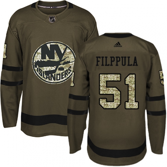Men's Adidas New York Islanders 51 Valtteri Filppula Authentic Green Salute to Service NHL Jersey