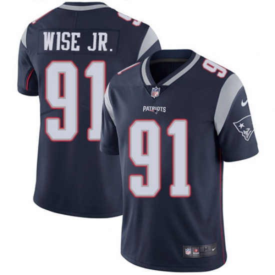 Youth Nike New England Patriots 91 Deatrich Wise Jr Navy Blue Team Color Vapor Untouchable Limited Player NFL Jersey