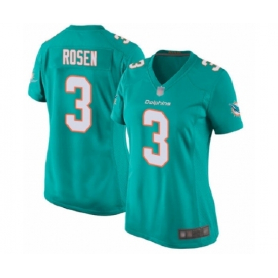 Women's Miami Dolphins 3 Josh Rosen Game Aqua Green Team Color Football Jersey