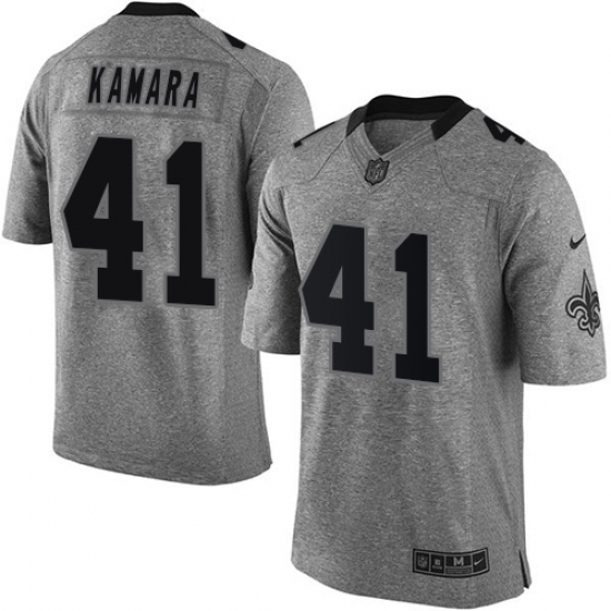 Men's Nike New Orleans Saints 41 Alvin Kamara Limited Gray Gridiron NFL Jersey