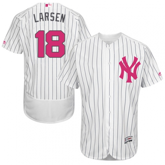 Men's Majestic New York Yankees 18 Don Larsen Authentic White 2016 Mother's Day Fashion Flex Base MLB Jersey
