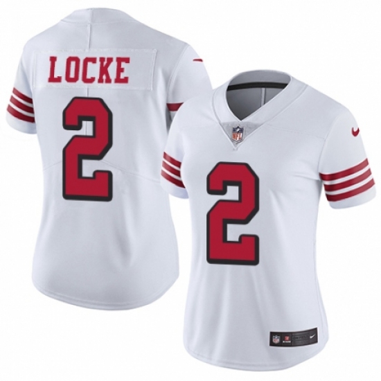 Women's Nike San Francisco 49ers 2 Jeff Locke Limited White Rush Vapor Untouchable NFL Jersey