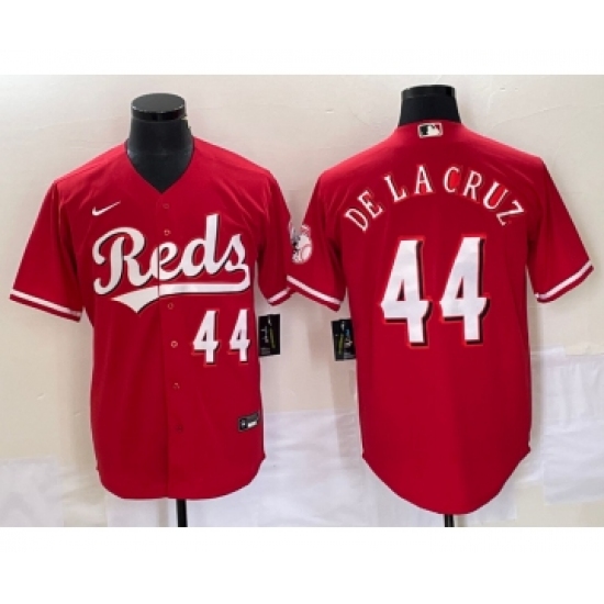 Men's Cincinnati Reds 44 Elly De La Cruz Red Cool Base Stitched Baseball Jersey