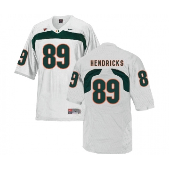 Miami Hurricanes 89 Hendricks White College Football Jersey