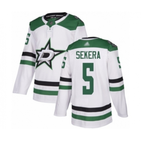 Men's Dallas Stars 5 Andrej Sekera Authentic White Away Hockey Jersey