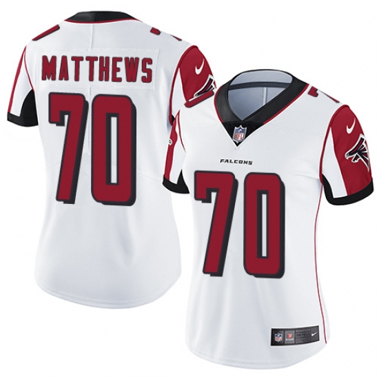 Women's Nike Atlanta Falcons 70 Jake Matthews White Vapor Untouchable Limited Player NFL Jersey