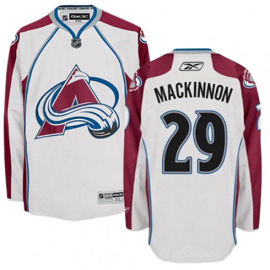 Youth Reebok Colorado Avalanche 29 Nathan MacKinnon Authentic White Away NHL Jersey