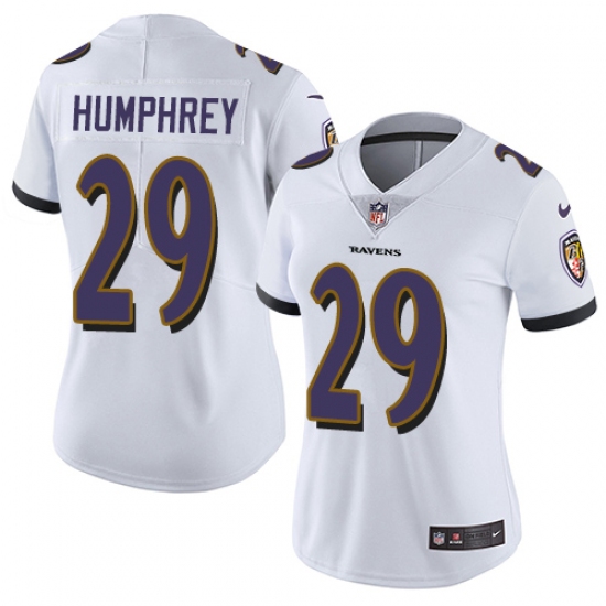 Women's Nike Baltimore Ravens 29 Marlon Humphrey White Vapor Untouchable Limited Player NFL Jersey