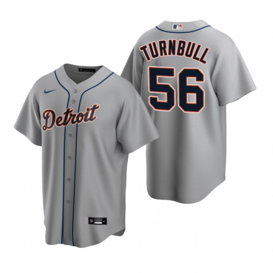 Men's Nike Detroit Tigers 56 Spencer Turnbull Gray Road Stitched Baseball Jersey