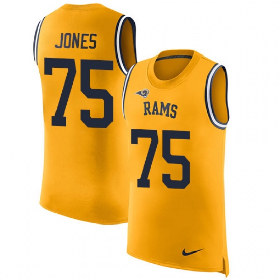 Men's Nike Los Angeles Rams 75 Deacon Jones Limited Gold Rush Player Name & Number Tank Top NFL Jersey