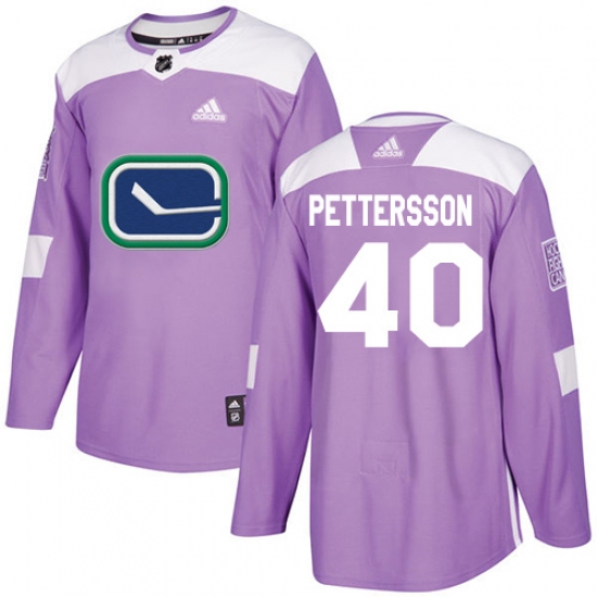 Youth Adidas Vancouver Canucks 40 Elias Pettersson Purple Authentic Fights Cancer Stitched NHL Jersey