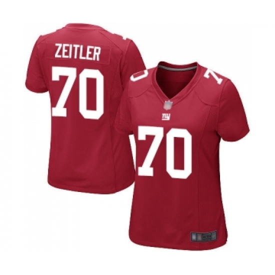 Women's New York Giants 70 Kevin Zeitler Game Red Alternate Football Jersey