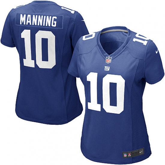 Women's Nike New York Giants 10 Eli Manning Game Royal Blue Team Color NFL Jersey