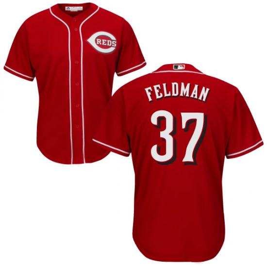 Men's Majestic Cincinnati Reds 37 Scott Feldman Replica Red Alternate Cool Base MLB Jersey