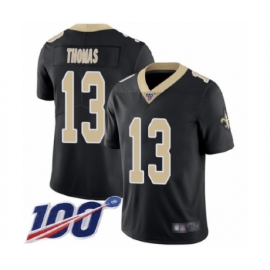 Men's New Orleans Saints 13 Michael Thomas Black Team Color Vapor Untouchable Limited Player 100th Season Football Jersey
