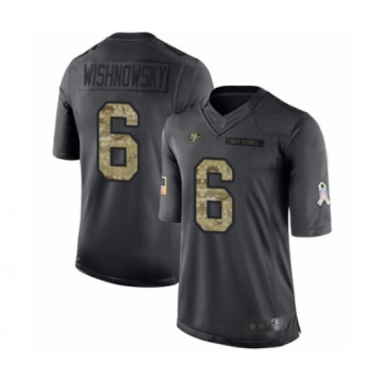 Youth San Francisco 49ers 6 Mitch Wishnowsky Limited Black 2016 Salute to Service Football Jersey