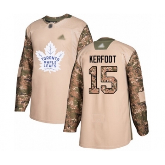 Youth Toronto Maple Leafs 15 Alexander Kerfoot Authentic Camo Veterans Day Practice Hockey Jersey