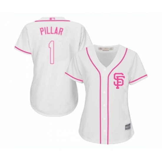 Women's San Francisco Giants 1 Kevin Pillar Replica White Fashion Cool Base Baseball Jersey