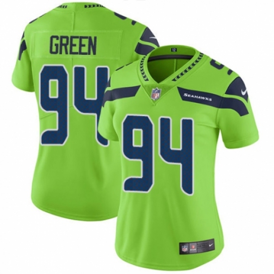Women's Nike Seattle Seahawks 94 Rasheem Green Limited Green Rush Vapor Untouchable NFL Jersey