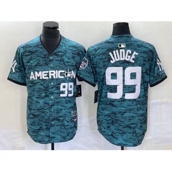 Men's Nike New York Yankees 99 Aaron Judge Number Teal 2023 All star Cool Base Stitched Baseball Jersey