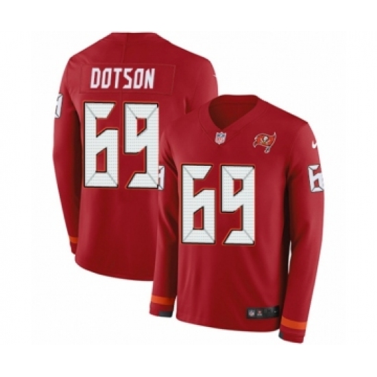 Men's Nike Tampa Bay Buccaneers 69 Demar Dotson Limited Red Therma Long Sleeve NFL Jersey