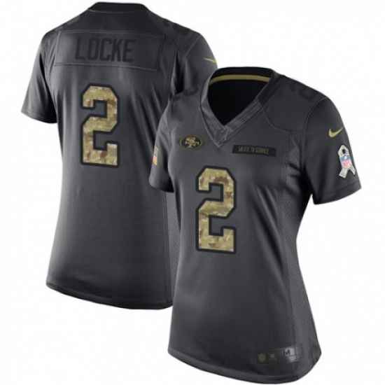 Women's Nike San Francisco 49ers 2 Jeff Locke Limited Black 2016 Salute to Service NFL Jersey