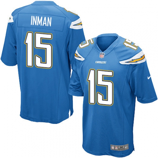 Men's Nike Los Angeles Chargers 15 Dontrelle Inman Game Electric Blue Alternate NFL Jersey