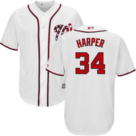 Men's Majestic Washington Nationals 34 Bryce Harper Replica White Home Cool Base MLB Jersey