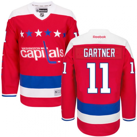 Women's Reebok Washington Capitals 11 Mike Gartner Authentic Red Third NHL Jersey