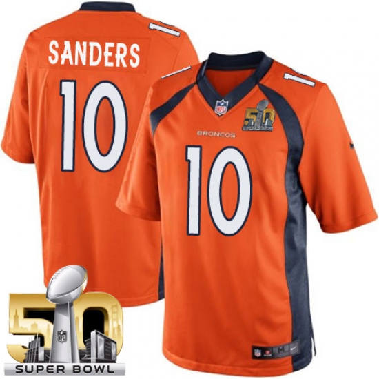 Men's Nike Denver Broncos 10 Emmanuel Sanders Limited Orange Team Color Super Bowl 50 Bound NFL Jersey