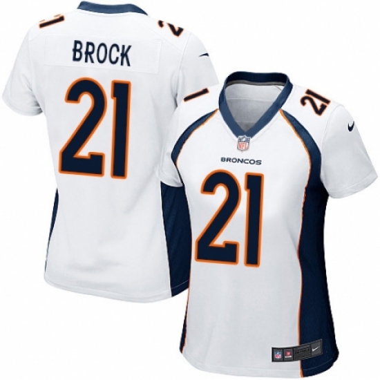 Women's Nike Denver Broncos 21 Tramaine Brock Game White NFL Jersey