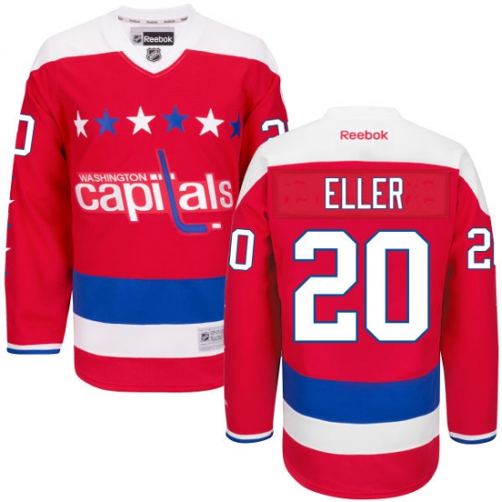 Women's Reebok Washington Capitals 20 Lars Eller Premier Red Third NHL Jersey