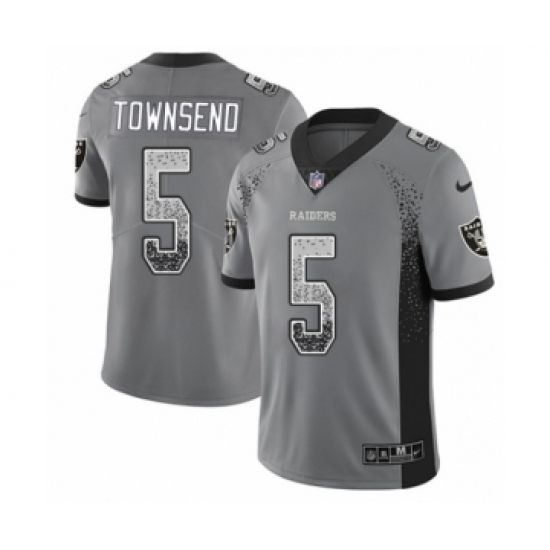 Men's Nike Oakland Raiders 5 Johnny Townsend Limited Gray Rush Drift Fashion NFL Jersey