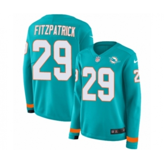 Women's Nike Miami Dolphins 29 Minkah Fitzpatrick Limited Aqua Therma Long Sleeve NFL Jersey