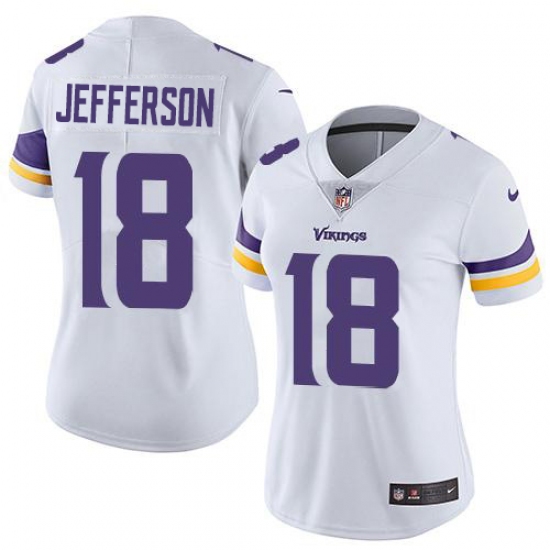 Women's Minnesota Vikings 18 Justin Jefferson White Stitched NFL Vapor Untouchable Limited Jersey