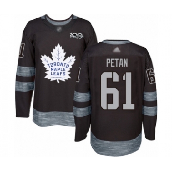 Men's Toronto Maple Leafs 61 Nic Petan Authentic Black 1917-2017 100th Anniversary Hockey Jersey