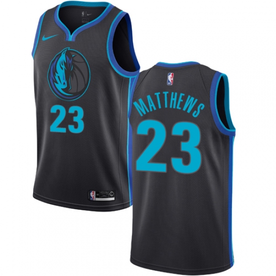 Youth Nike Dallas Mavericks 23 Wesley Matthews Swingman Charcoal NBA Jersey - City Edition