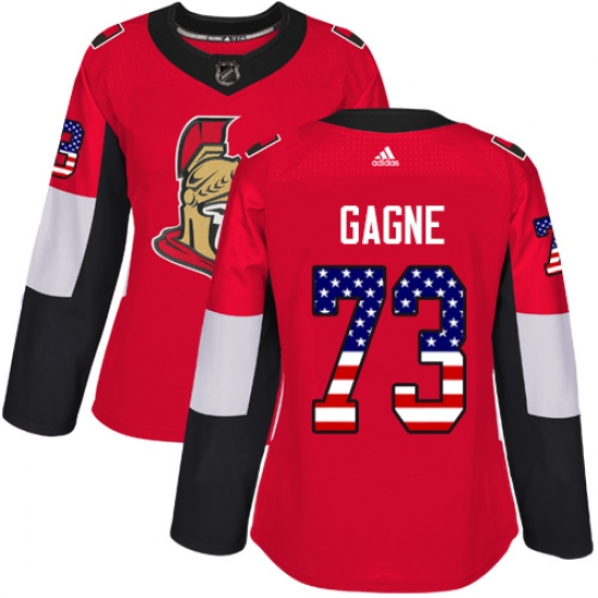 Women's Adidas Ottawa Senators 73 Gabriel Gagne Authentic Red USA Flag Fashion NHL Jersey