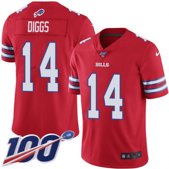 Nike Buffalo Bills 14 Stefon Diggs Red Men's Stitched NFL Limited Rush 100th Season Jersey