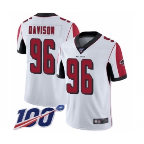 Youth Atlanta Falcons 96 Tyeler Davison White Vapor Untouchable Limited Player 100th Season Football Jersey