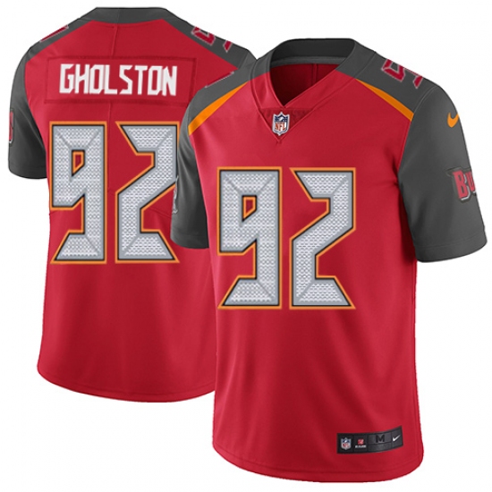 Men's Nike Tampa Bay Buccaneers 92 William Gholston Red Team Color Vapor Untouchable Limited Player NFL Jersey
