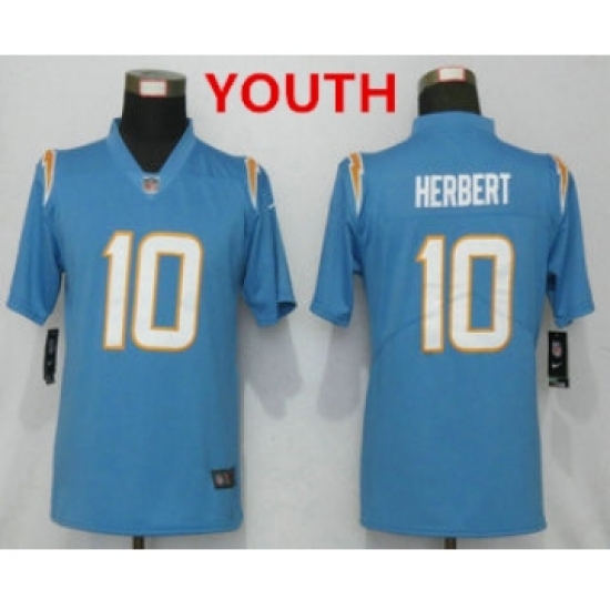 Youth Los Angeles Chargers 10 Justin Herbert Light Blue 2020 NEW Vapor Untouchable Stitched NFL Nike Limited Jersey